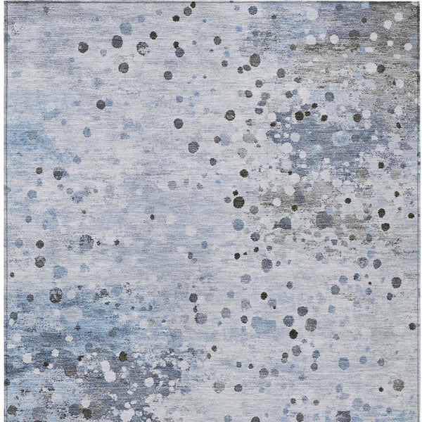 HomeRoots 5' Sky Blue and Gray Abstract Area Rug - Durable, Washable Design for Indoor and Outdoor Spaces 8' X 10' 628857