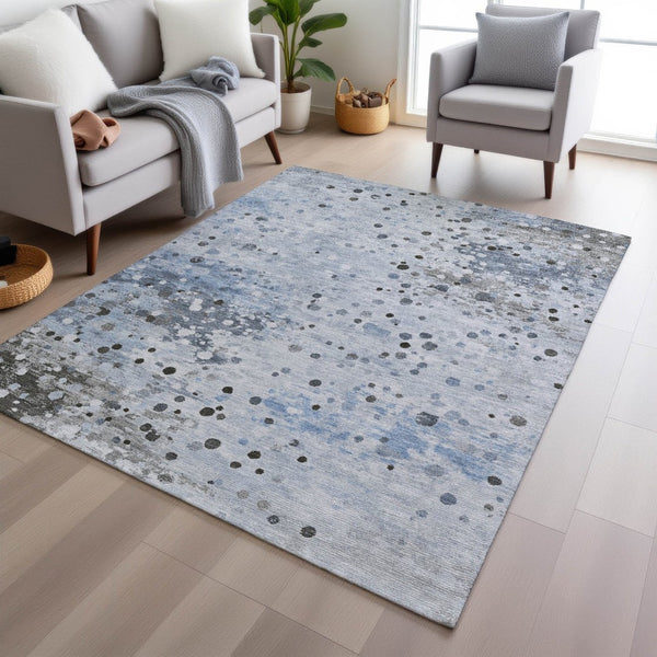 HomeRoots 5' Sky Blue and Gray Abstract Area Rug - Durable, Washable Design for Indoor and Outdoor Spaces 9' X 12' 628858