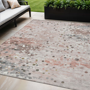 HomeRoots 5' Salmon and Gray Abstract Washable Area Rug - Durable, Stylish Design for Indoor and Outdoor Use 5' X 8' 628861