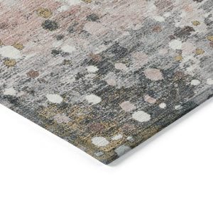 HomeRoots 5' Salmon and Gray Abstract Washable Area Rug - Durable, Stylish Design for Indoor and Outdoor Use 8' Round 628862