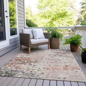 HomeRoots 5' Salmon and Gray Abstract Washable Area Rug - Durable, Stylish Design for Indoor and Outdoor Use 8' X 10' 628863