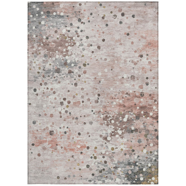 HomeRoots 5' Salmon and Gray Abstract Washable Area Rug - Durable, Stylish Design for Indoor and Outdoor Use 9' X 12' 628864