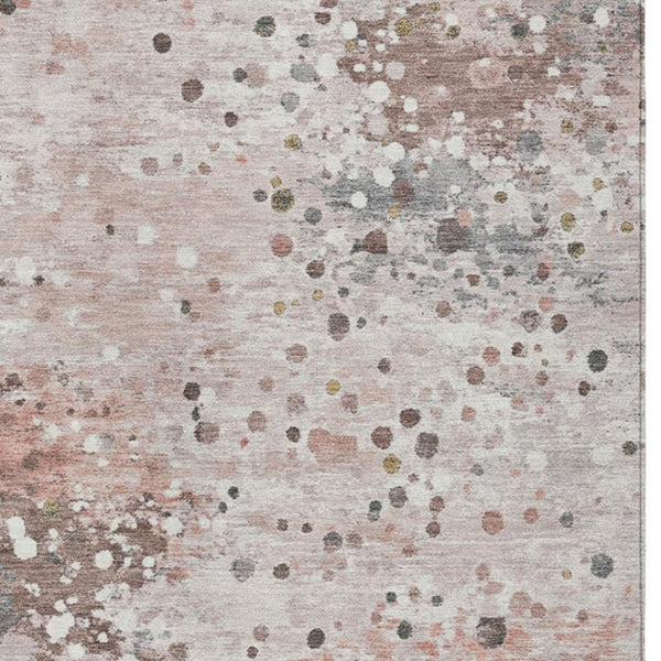 HomeRoots 5' Salmon and Gray Abstract Washable Area Rug - Durable, Stylish Design for Indoor and Outdoor Use 9' X 12' 628864