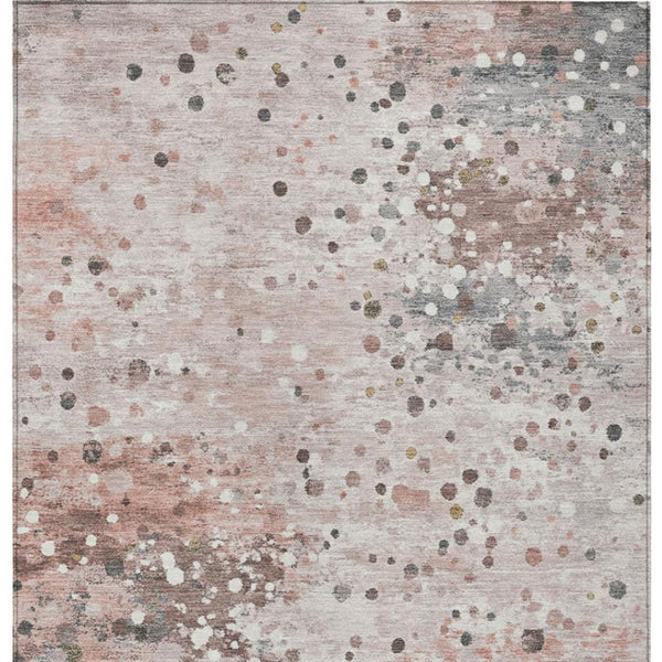 HomeRoots 5' Salmon and Gray Abstract Washable Area Rug - Durable, Stylish Design for Indoor and Outdoor Use 10' X 14' 628865