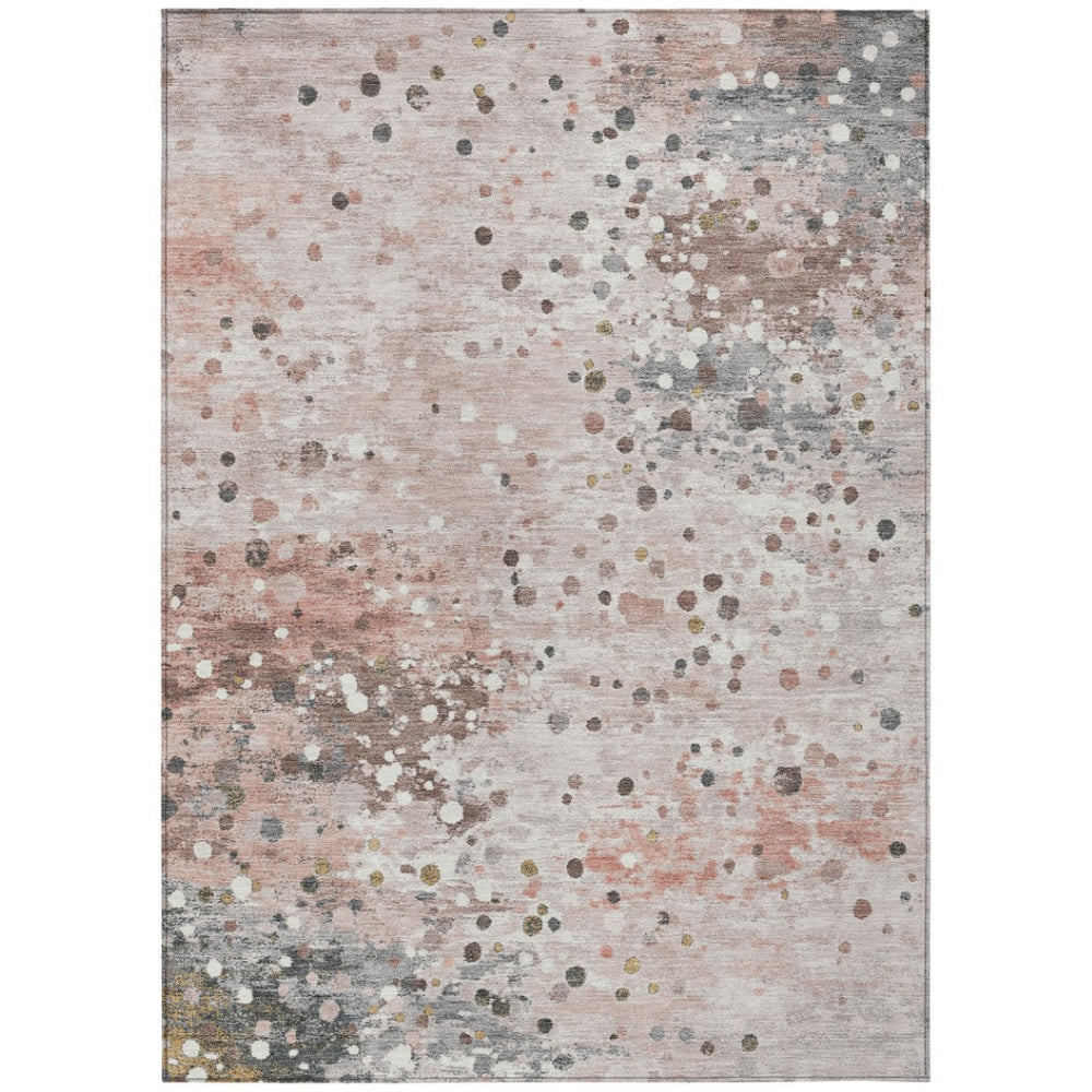 HomeRoots 5' Salmon and Gray Abstract Washable Area Rug - Durable, Stylish Design for Indoor and Outdoor Use 10' X 14' 628865