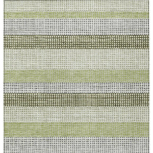 HomeRoots 5' Stylish Artichoke Green and Ivory Striped Area Rug for Indoor and Outdoor High-Traffic Spaces 5' X 8' 628873