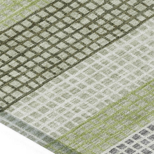 HomeRoots 5' Stylish Artichoke Green and Ivory Striped Area Rug for Indoor and Outdoor High-Traffic Spaces 8' X 10' 628875