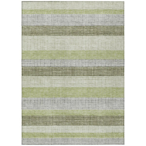 HomeRoots 5' Stylish Artichoke Green and Ivory Striped Area Rug for Indoor and Outdoor High-Traffic Spaces 10' X 14' 628877