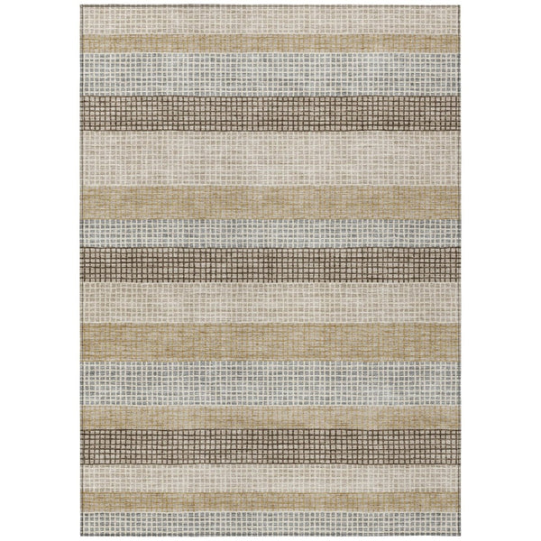 HomeRoots 5' Striped Beige and Ivory Washable Area Rug for Indoor and Outdoor Spaces - Durable & Stylish 5' X 8' 628879
