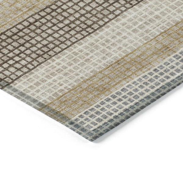 HomeRoots 5' Striped Beige and Ivory Washable Area Rug for Indoor and Outdoor Spaces - Durable & Stylish 5' X 8' 628879