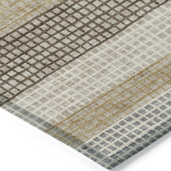 HomeRoots 5' Striped Beige and Ivory Washable Area Rug for Indoor and Outdoor Spaces - Durable & Stylish 8' X 10' 628881