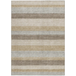 HomeRoots 5' Striped Beige and Ivory Washable Area Rug for Indoor and Outdoor Spaces - Durable & Stylish 9' X 12' 628882