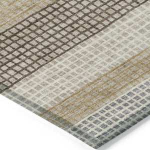 HomeRoots 5' Striped Beige and Ivory Washable Area Rug for Indoor and Outdoor Spaces - Durable & Stylish 10' X 14' 628883