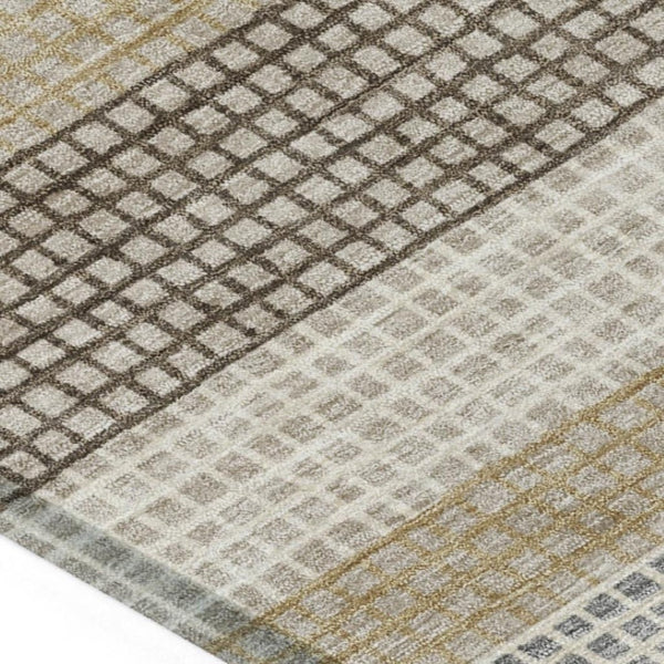 HomeRoots 5' Striped Beige and Ivory Washable Area Rug for Indoor and Outdoor Spaces - Durable & Stylish 10' X 14' 628883