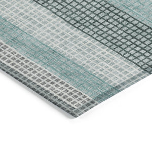 HomeRoots 5' Coastal Striped Teal Blue and Ivory Area Rug – Durable, Machine-Washable for Indoor & Outdoor Use 5' X 8' 628885