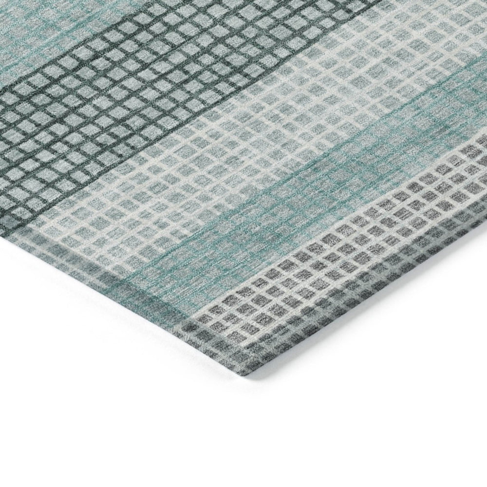 HomeRoots 5' Coastal Striped Teal Blue and Ivory Area Rug – Durable, Machine-Washable for Indoor & Outdoor Use 5' X 8' 628885