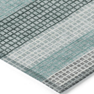 HomeRoots 5' Coastal Striped Teal Blue and Ivory Area Rug – Durable, Machine-Washable for Indoor & Outdoor Use 5' X 8' 628885