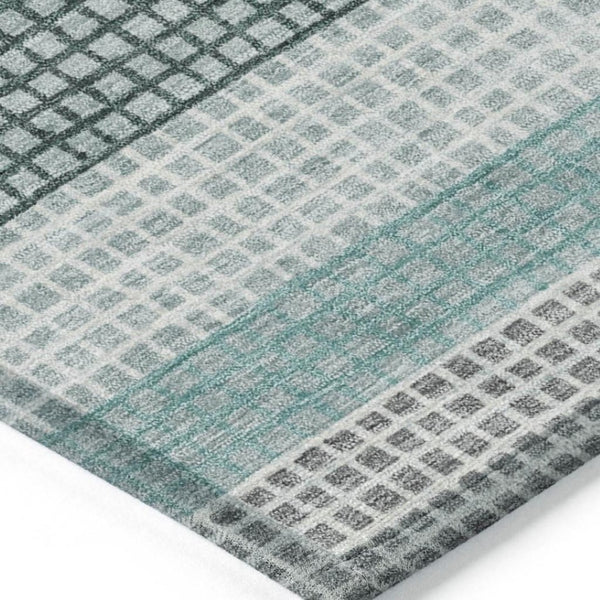 HomeRoots 5' Coastal Striped Teal Blue and Ivory Area Rug – Durable, Machine-Washable for Indoor & Outdoor Use 8' X 10' 628887