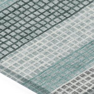 HomeRoots 5' Coastal Striped Teal Blue and Ivory Area Rug – Durable, Machine-Washable for Indoor & Outdoor Use 9' X 12' 628888