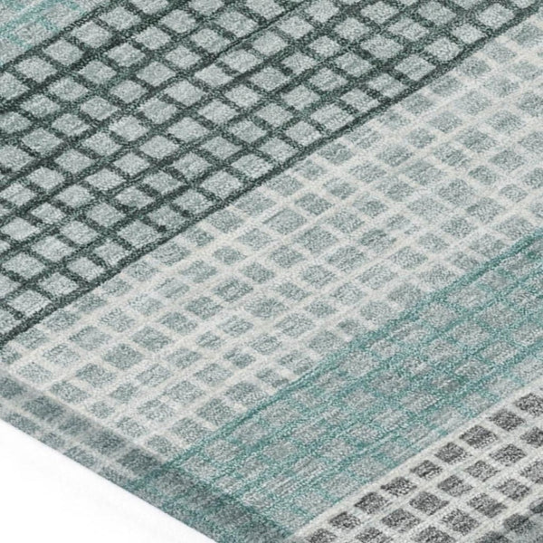 HomeRoots 5' Coastal Striped Teal Blue and Ivory Area Rug – Durable, Machine-Washable for Indoor & Outdoor Use 9' X 12' 628888