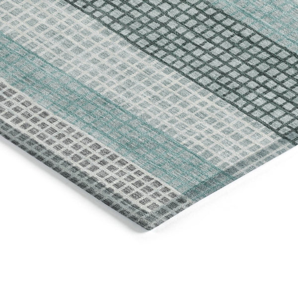 HomeRoots 5' Coastal Striped Teal Blue and Ivory Area Rug – Durable, Machine-Washable for Indoor & Outdoor Use 10' X 14' 628889