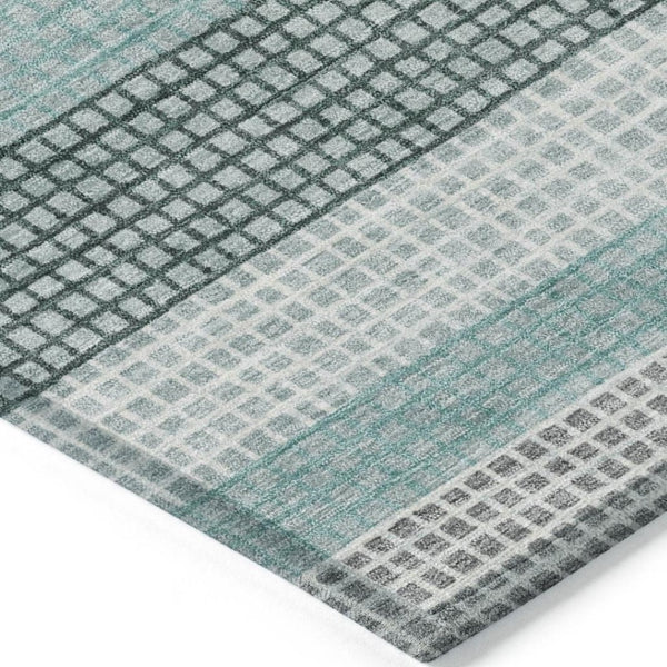 HomeRoots 5' Coastal Striped Teal Blue and Ivory Area Rug – Durable, Machine-Washable for Indoor & Outdoor Use 10' X 14' 628889