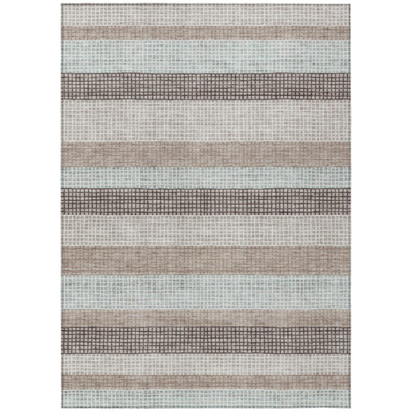 HomeRoots 5' Taupe and Ivory Striped Area Rug - Stylish, Durable, and Washable for Indoor or Outdoor Use 5' X 8' 628891