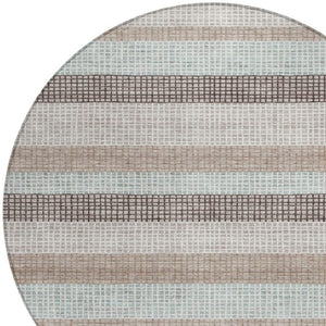 HomeRoots 5' Taupe and Ivory Striped Area Rug - Stylish, Durable, and Washable for Indoor or Outdoor Use 8' Round 628892