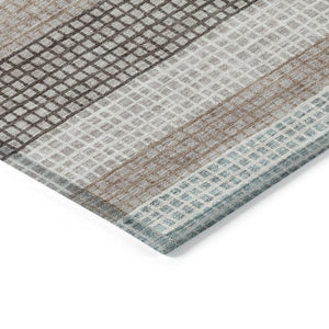 HomeRoots 5' Taupe and Ivory Striped Area Rug - Stylish, Durable, and Washable for Indoor or Outdoor Use 8' X 10' 628893