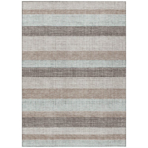 HomeRoots 5' Taupe and Ivory Striped Area Rug - Stylish, Durable, and Washable for Indoor or Outdoor Use 9' X 12' 628894