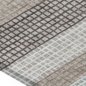 HomeRoots 5' Taupe and Ivory Striped Area Rug - Stylish, Durable, and Washable for Indoor or Outdoor Use 9' X 12' 628894