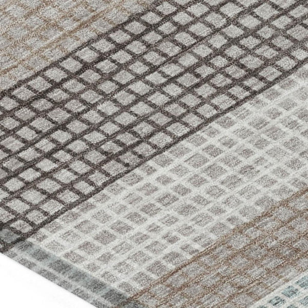HomeRoots 5' Taupe and Ivory Striped Area Rug - Stylish, Durable, and Washable for Indoor or Outdoor Use 9' X 12' 628894