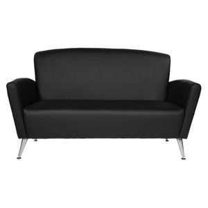 OSP Home Furnishings Loveseat with Antimicrobial Faux Leather Upholstery and Chrome Legs for Office or Home Black SL50552-R107