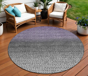 HomeRoots 5' Modern Purple and Gray Abstract Area Rug - Durable, Washable Design for Indoor and Outdoor Use 8' Round 628916