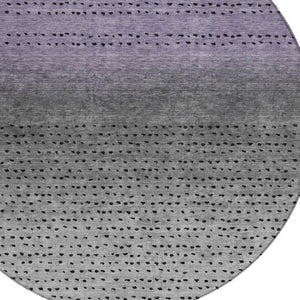 HomeRoots 5' Modern Purple and Gray Abstract Area Rug - Durable, Washable Design for Indoor and Outdoor Use 8' Round 628916