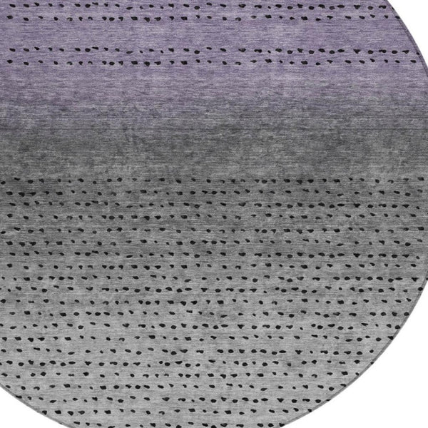 HomeRoots 5' Modern Purple and Gray Abstract Area Rug - Durable, Washable Design for Indoor and Outdoor Use 8' Round 628916