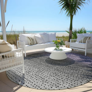 HomeRoots 5' Modern Purple and Gray Abstract Area Rug - Durable, Washable Design for Indoor and Outdoor Use 8' Round 628916