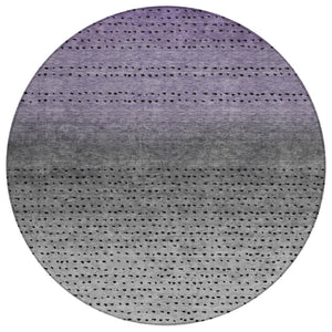 HomeRoots 5' Modern Purple and Gray Abstract Area Rug - Durable, Washable Design for Indoor and Outdoor Use 8' Round 628916