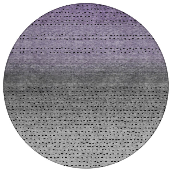 HomeRoots 5' Modern Purple and Gray Abstract Area Rug - Durable, Washable Design for Indoor and Outdoor Use 8' Round 628916