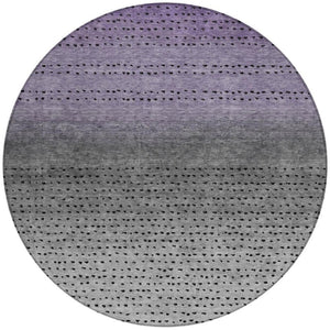 HomeRoots 5' Modern Purple and Gray Abstract Area Rug - Durable, Washable Design for Indoor and Outdoor Use 8' Round 628916