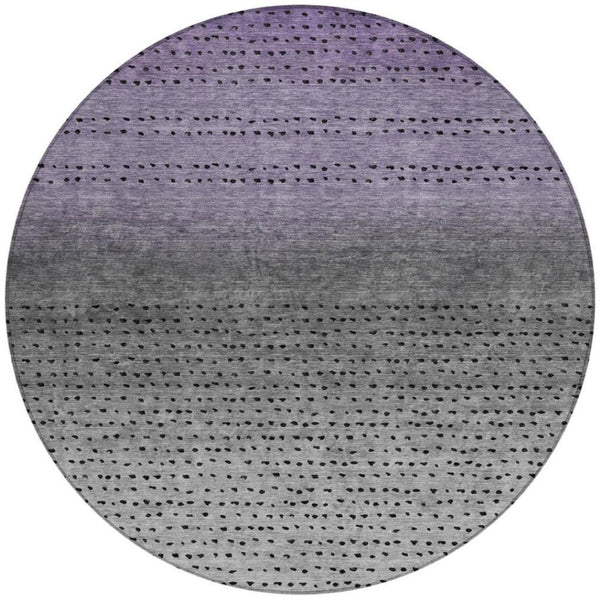 HomeRoots 5' Modern Purple and Gray Abstract Area Rug - Durable, Washable Design for Indoor and Outdoor Use 8' Round 628916