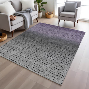 HomeRoots 5' Modern Purple and Gray Abstract Area Rug - Durable, Washable Design for Indoor and Outdoor Use 10' X 14' 628919