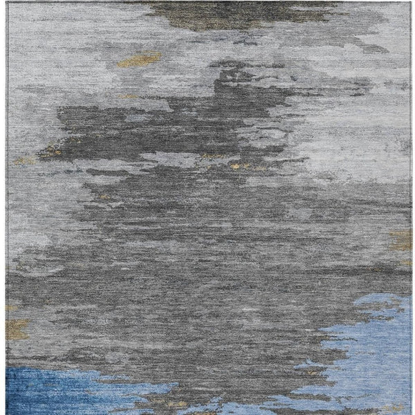 HomeRoots 5' Denim Blue and Gray Abstract Area Rug - Stylish, Washable, Durable for Indoor and Outdoor Spaces 5' X 8' 628933