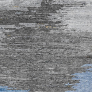 HomeRoots 5' Denim Blue and Gray Abstract Area Rug - Stylish, Washable, Durable for Indoor and Outdoor Spaces 8' X 10' 628935
