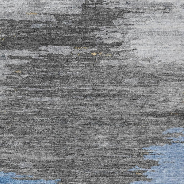 HomeRoots 5' Denim Blue and Gray Abstract Area Rug - Stylish, Washable, Durable for Indoor and Outdoor Spaces 8' X 10' 628935