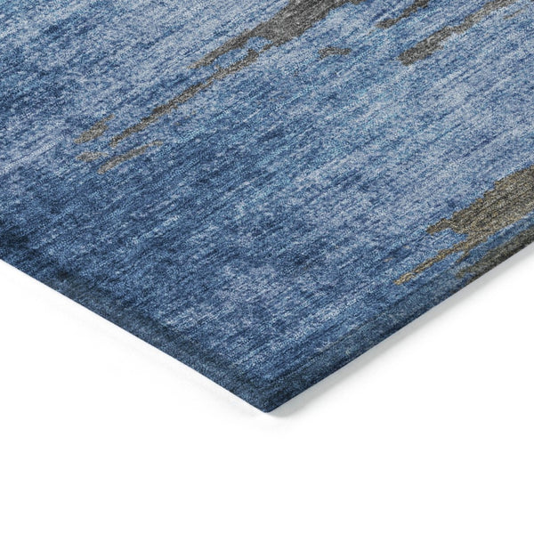 HomeRoots 5' Denim Blue and Gray Abstract Area Rug - Stylish, Washable, Durable for Indoor and Outdoor Spaces 9' X 12' 628936