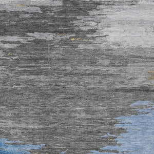 HomeRoots 5' Denim Blue and Gray Abstract Area Rug - Stylish, Washable, Durable for Indoor and Outdoor Spaces 10' X 14' 628937