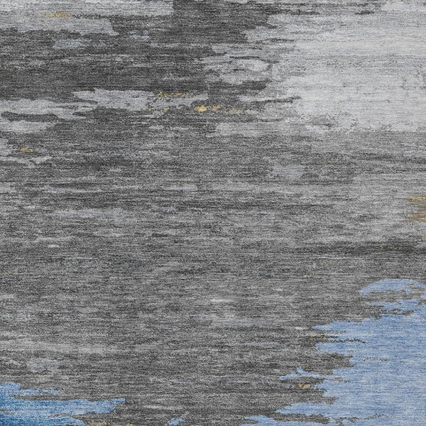 HomeRoots 5' Denim Blue and Gray Abstract Area Rug - Stylish, Washable, Durable for Indoor and Outdoor Spaces 10' X 14' 628937