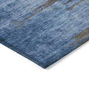 HomeRoots 5' Denim Blue and Gray Abstract Area Rug - Stylish, Washable, Durable for Indoor and Outdoor Spaces 10' X 14' 628937