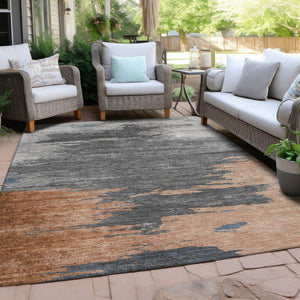 HomeRoots 5' Stylish Rust and Gray Abstract Area Rug - Washable, Durable, Indoor/Outdoor Versatile Design 5' X 8' 628945